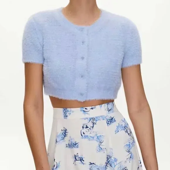 Aritzia Sweaters Aritzia Sunday Best Effie Blue Fuzzy Cardigan